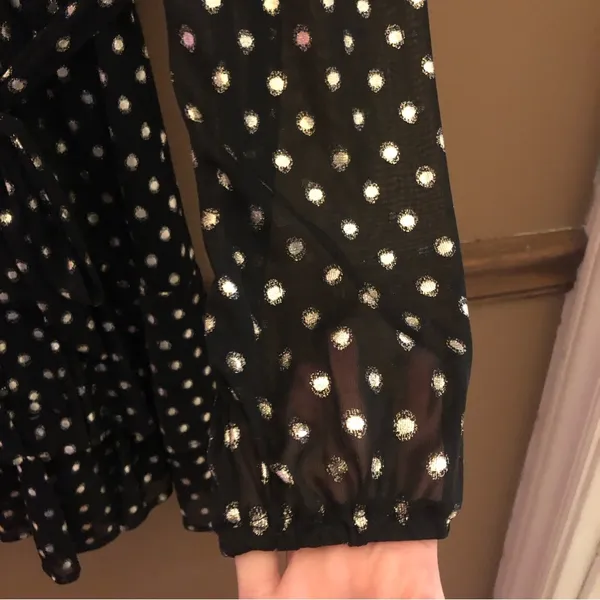 City Studio Polka Dot Foil Long sleeve Ruffle Dress Black‎ Gold XS - Image 4