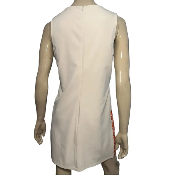 Lucy Paris Women’s Size L Cream Tan Orange Lace Hem Tank Sleeveless Sheath Dress - Image 4