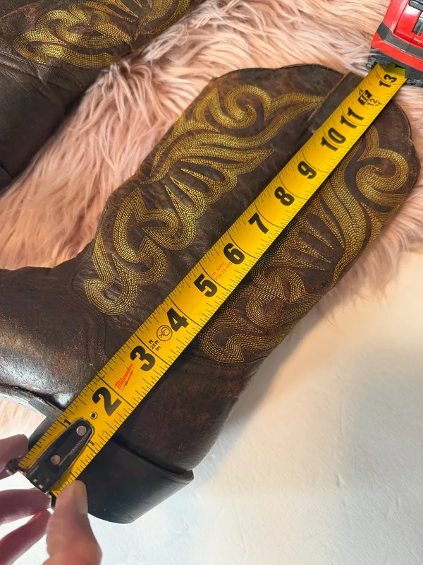J.B. Dillon Western Leather Cowboy Boots Brown Size 7 - Image 7