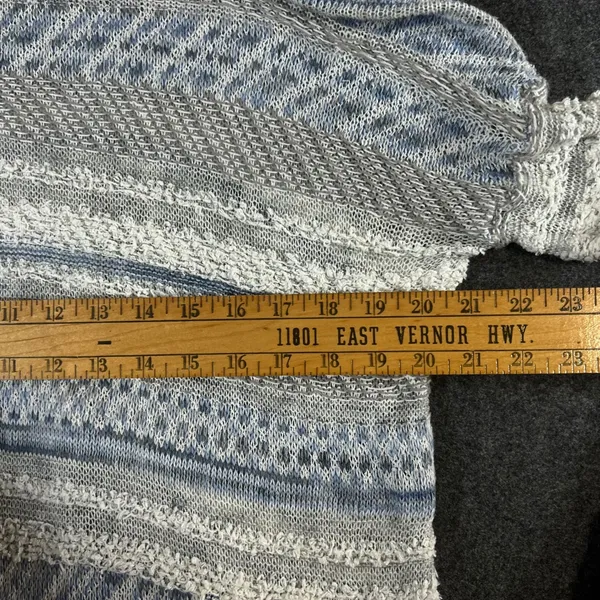 Abercrombie & Fitch Blue Striped Knit Hoodie Sweater XS/S Boho Pullover - Image 7