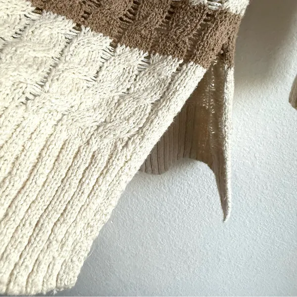 Pilcro by Anthropologie Womens Sweater Longline Ivory Beige Stripe Size XL - Image 9