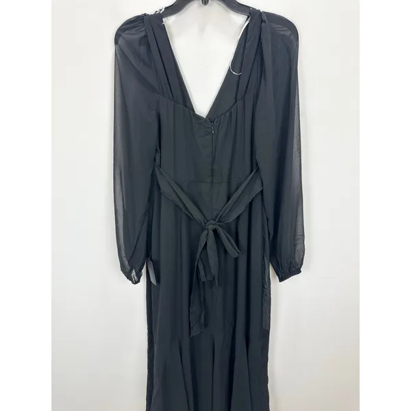 Lulus Tier Elegance Black Long Sleeve Tiered Maxi Dress Chiffon Formal M NWT - Image 12