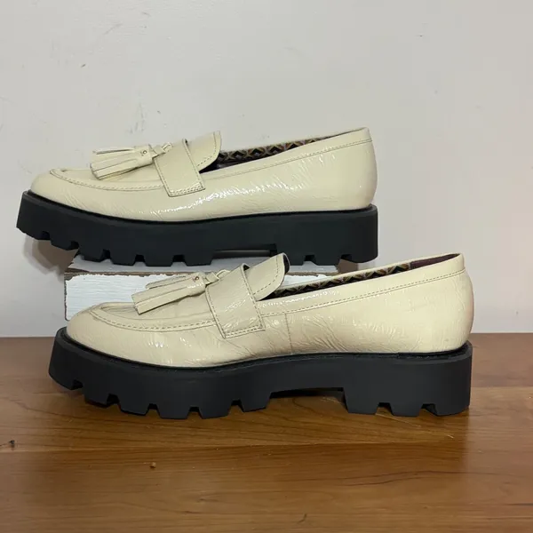 Sarto by Franco Sarto Balinna Cream Patent Tassel Lug Sole Platform Loafers 8.5M - Image 2