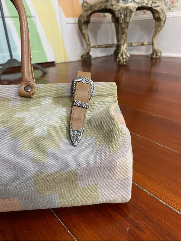 Vintage Bag Bazaar Southwestern Geometric Canvas Western Pastel Buckle Bag 💚🎀 - Image 4