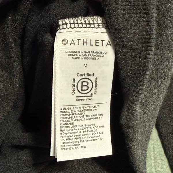 Athleta Purana Wrap Sweatshirt M Grey Tencel Modal‎ Crossover V-Neck Pullover - Image 8