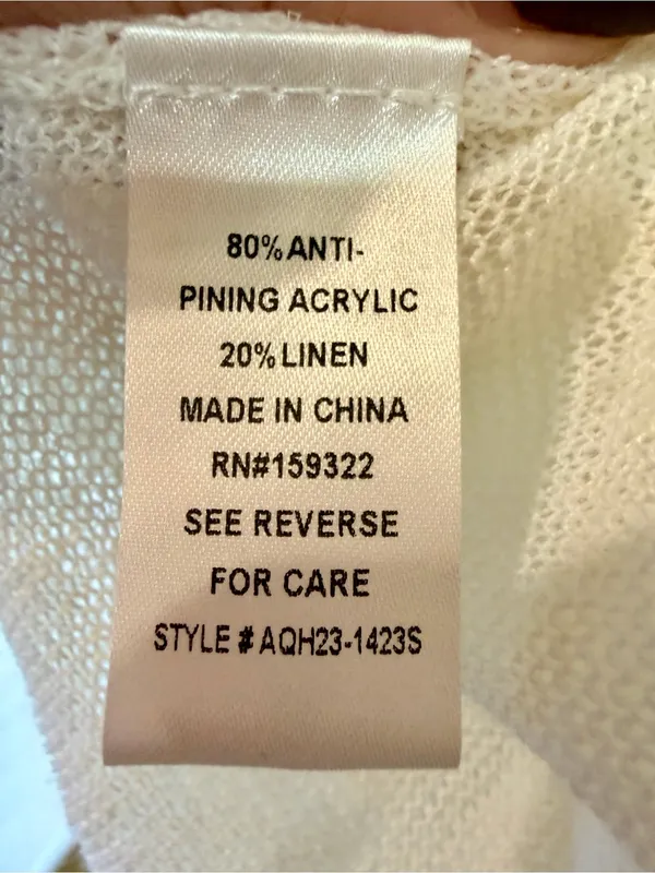 AQUA XL Ivory Linen Blend Open Knit Cardigan Lightweight Button Sweater - Image 9