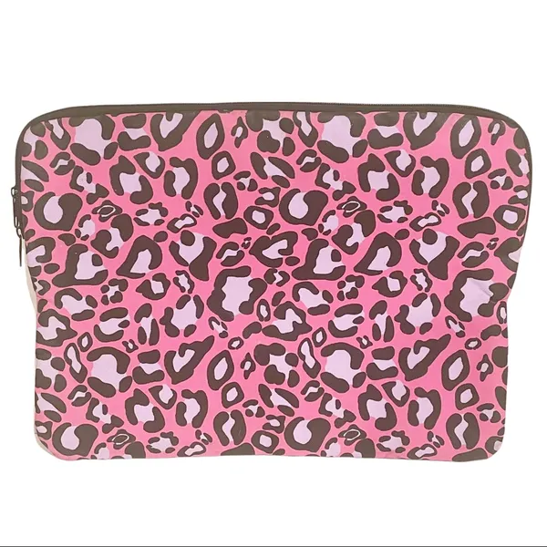 Pink Leopard Animal Print Spotted Full Zip Laptop‎ Case - Image 2
