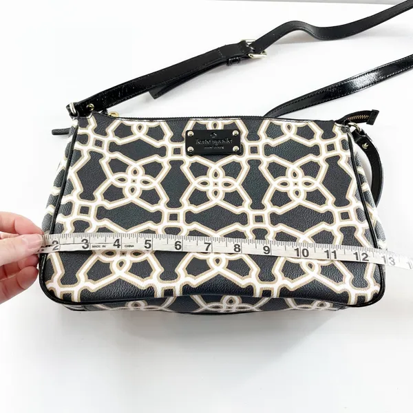 Kate Spade Chrissy Moroccan Print Crossbody Purse Bag Black - Image 7