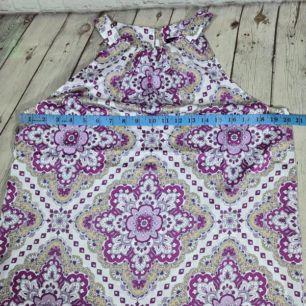 Ann‎ Taylor Womens Purple Mandala Print Halter Neck Blouse Top Satin Size M NEW - Image 7