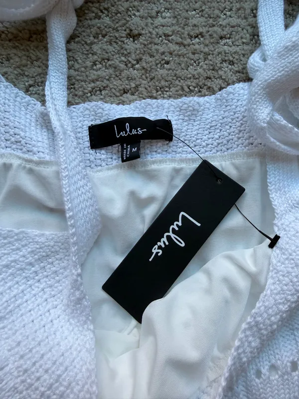 Lulus White Crochet Midi Dress - Image 4