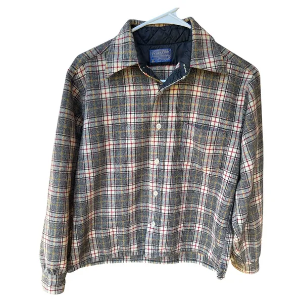 Pendleton Plaid Pure Virgin Wool Shirt Jacket Medium Made in USA Vintage - Image 2