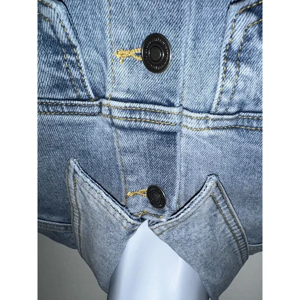 LNDN‎ Denim Landon Denim Cutout Waist Classic Denim Jacket NWT Size XXS - Image 4