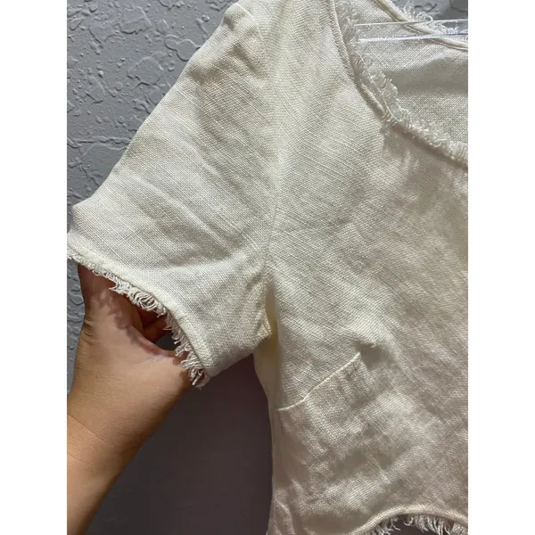 STAUD 100% Linen Cropped Top Sz L Minimalist Boho Classic - Image 3