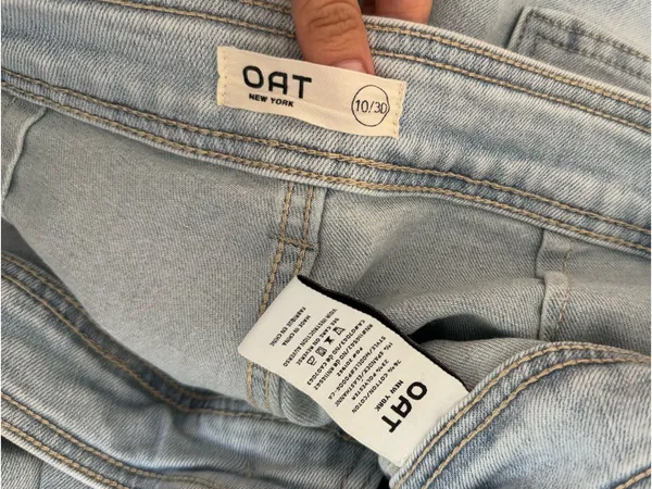 Oat NY 10/30 Wide Leg Jean Powder Light Cut Off Mid Rise Relaxed Office - Image 6