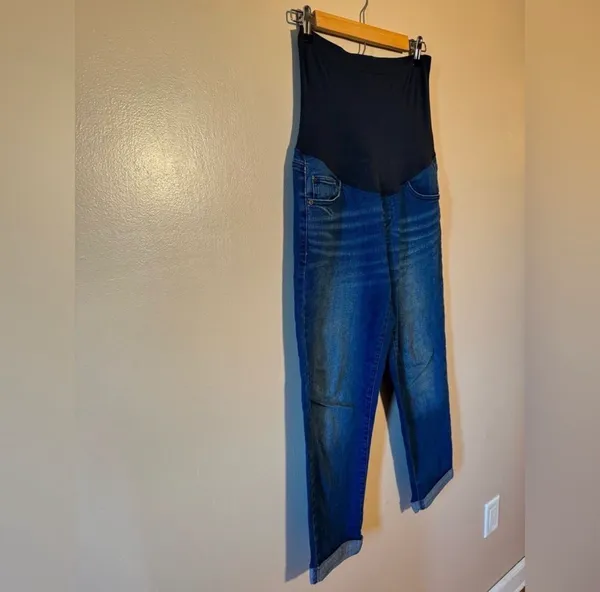 SALE! A:Glow Maternity Belly Panel Cropped Jeans Size M EUC - Image 3