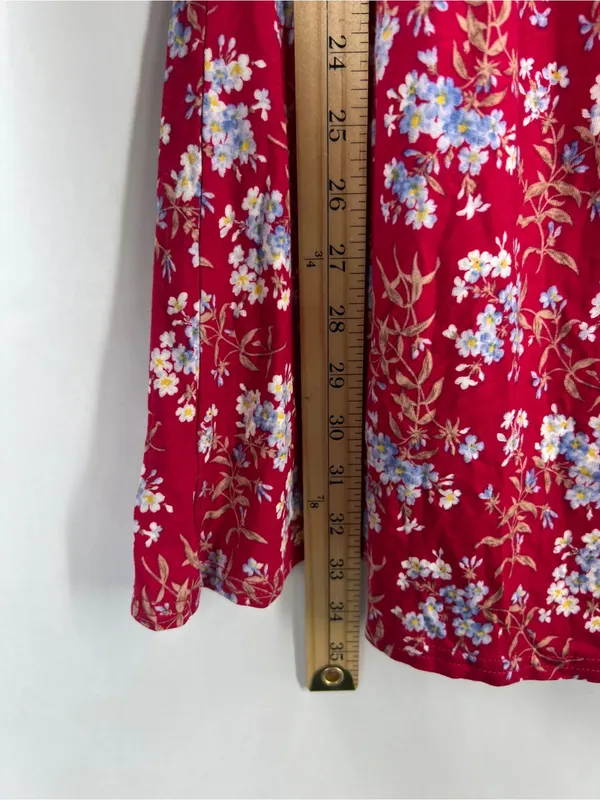 NWT American Eagle Red Floral Puff Sleeve Shift Mini Dress XL - Image 11