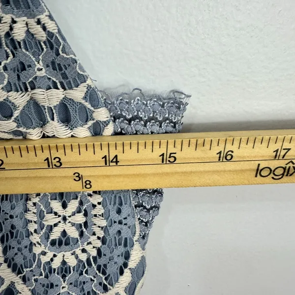 City Triangles XL Blue Lace Overlay Fit & Flare Dress‎ Crochet Boho Cottagecore - Image 4