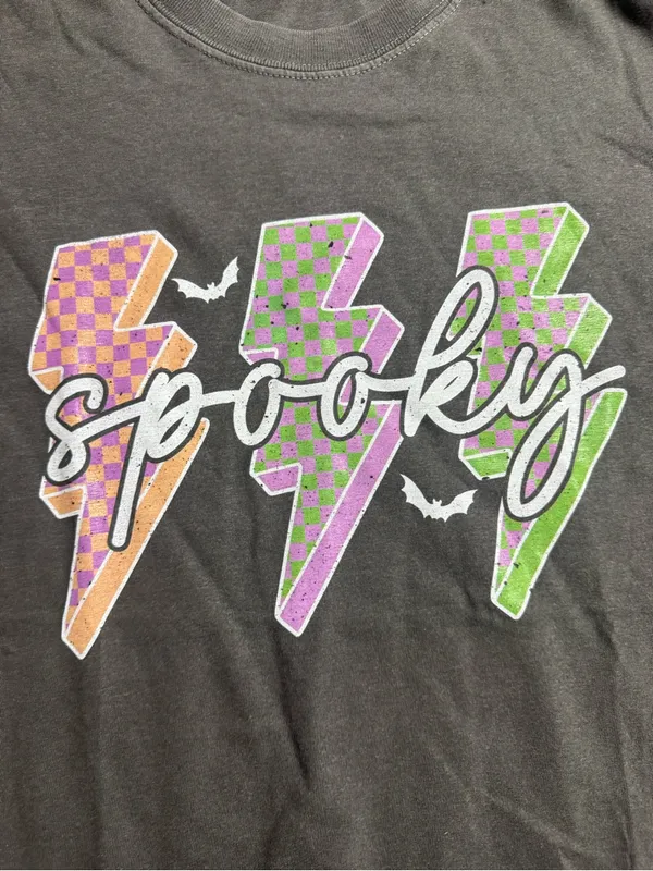 Comfort Colors Pepper Tee with Orange, Purple & Green Lightning Bolts - Image 4