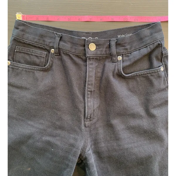COS Black Jeans Women's 26 Wide Crop‎ 3/4 High Rise Straight Minimal Capsule - Image 11