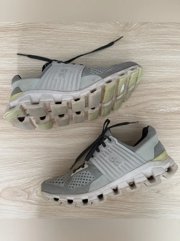 On Running Womens 7.5 Cloudswift Sneakers Alloy Glacier Grey Lime - Image 3