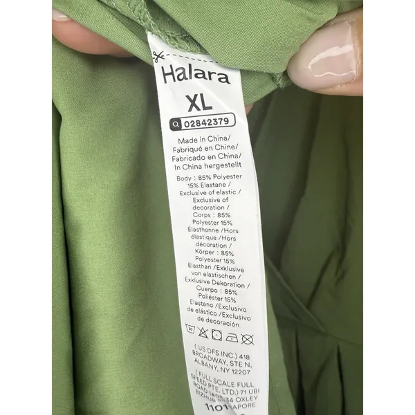 Halara Breezeful™ V-neck midi dress Green Wrap Style XL Travel Athletic Costal - Image 6