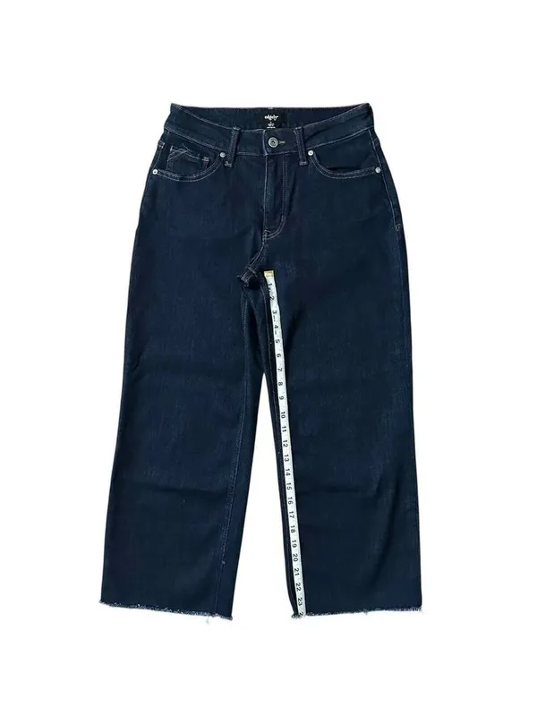 edgely by Maurices Original Fit High Rise Wide Leg Crop Raw Hem Jeans Size 4 - Image 9