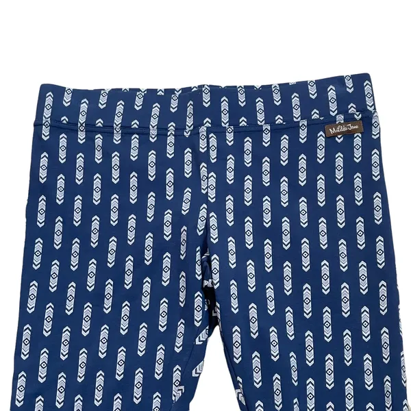 Matilda Jane Womens Lounge Yoga Pants Size Small Blue White Geometric‎ 29X24 - Image 2