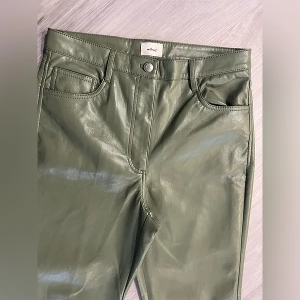 NWOT Wilfred Aritzia Olive‎ Leather Pants - Image 5