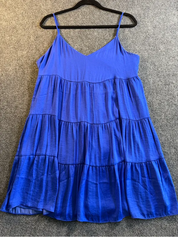 Naked Zebra Royal Blue Tiered Mini Dress Size Medium Summer Boho Cottage Core - Image 2