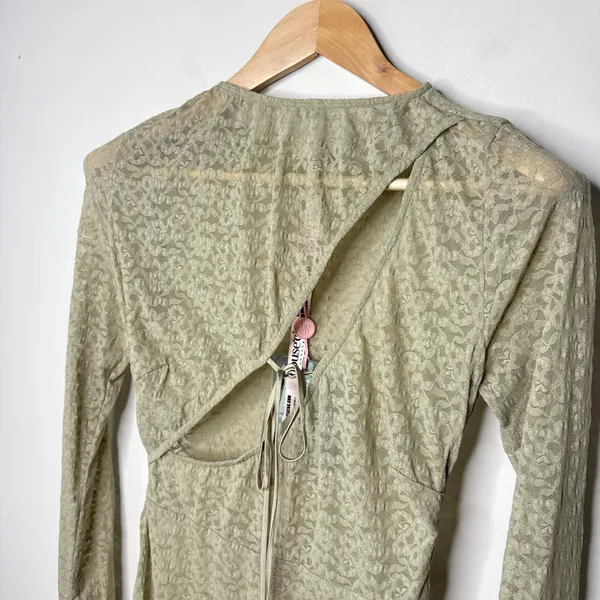 House of‎ CB Giovanna Musk Lace Long Sleeve Maxi Dress NWT Cut Out Small Sexy - Image 9