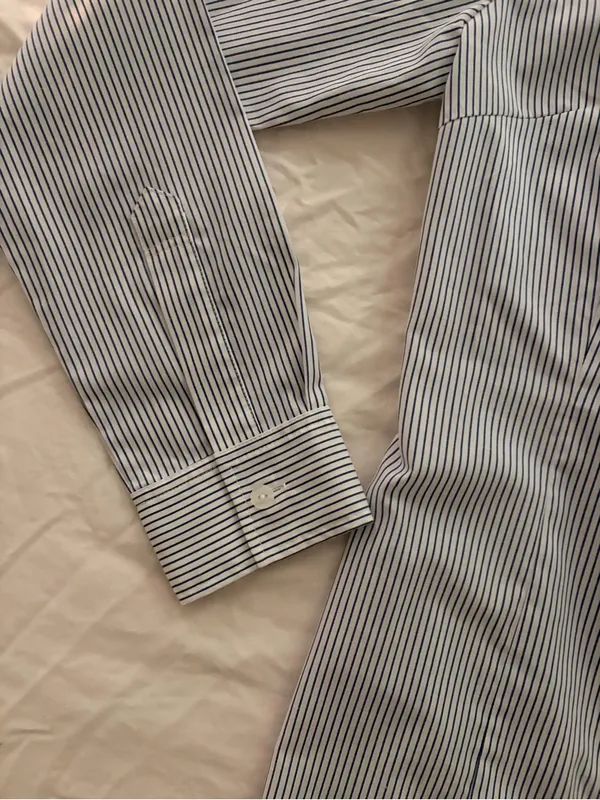 Classic Women's Blue and White Pinstripe Button-Down Shirt - Image 2
