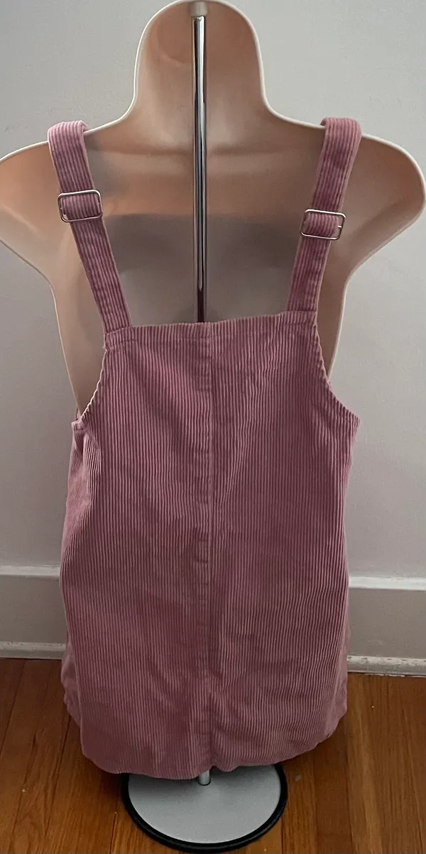Pink Corduroy Overall Bib Pinafore Suspender Dress, size S - Image 8