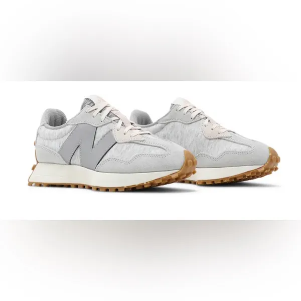 New Balance 327 Womens Rain Cloud‎ and Rose Water Size 9 Gray w/Pink Laces - Image 6
