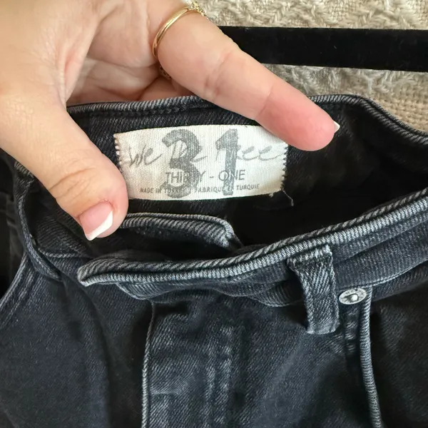 NWOT Free People We The Free Black Denim Raw Hem High Waisted Jeans - Image 3