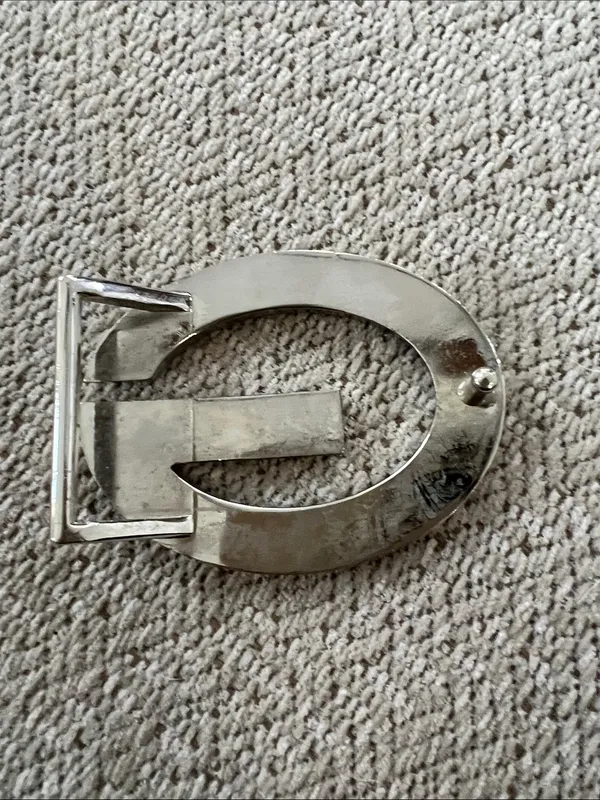 Crystal-Embellished 'G' Belt Buckle - Silver Clear Rhinestones - Image 2