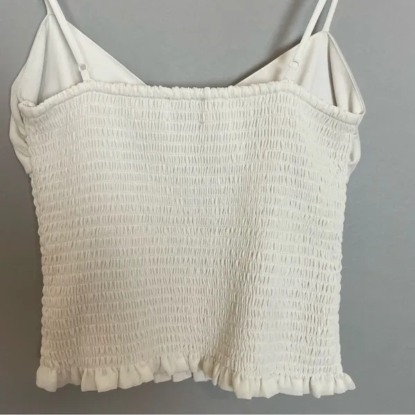 Aritzia Wilfred Ballet Camisole Top White Shirred Smocked Chiffon‎ Size XS Tank - Image 10