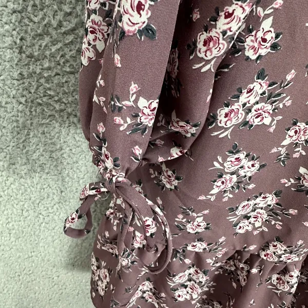 Lily Rose Mini Dress Womens‎ Large Mauve Pink Floral Cottagecore Ruffle Sleeve - Image 6