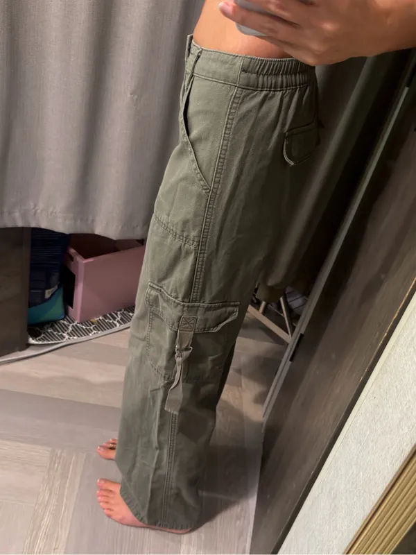 RSQ 100% Cotton Straight Leg Cargo Pants in Green Size 24 - Image 4