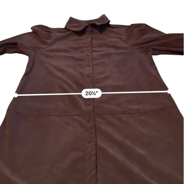 7‎ For All Mankind Corduroy Shirt Dress M Brown Puff Sleeve Button Front Midi - Image 6