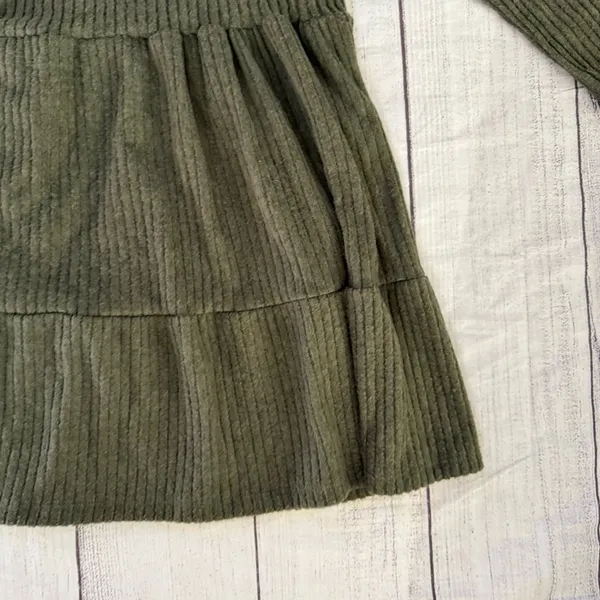 CENY Nordstrom Rack NWT size XS dark green tiered long sleeve A line dress - Image 10
