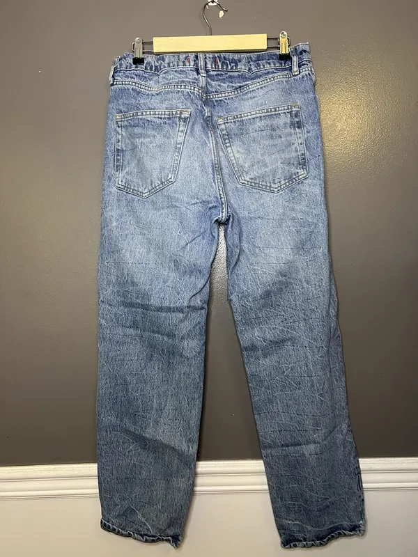 Zara Jeans Womens 6 Blue Acid Wash High Rise Relaxed Straight Button Fly Denim - Image 5