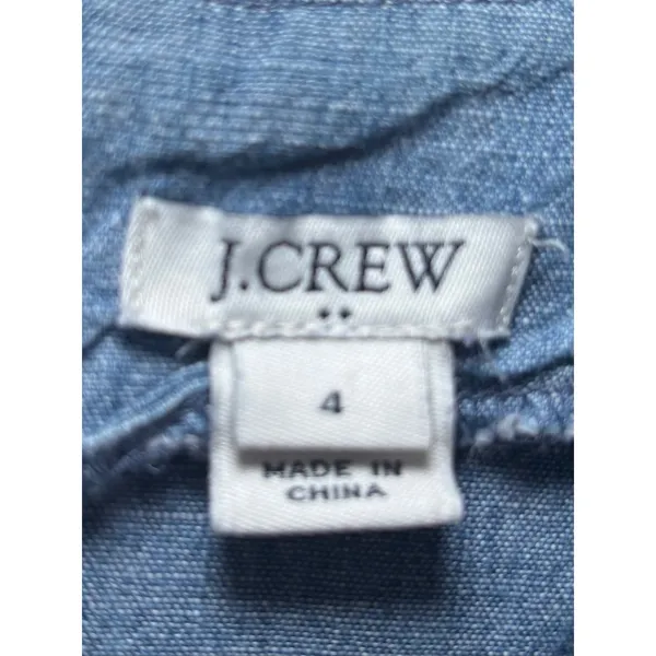 J.Crew‎ Chambray Denim Fit & Flare Dress Size 4 Blue V-Neck Flutter Sleeve - Image 8