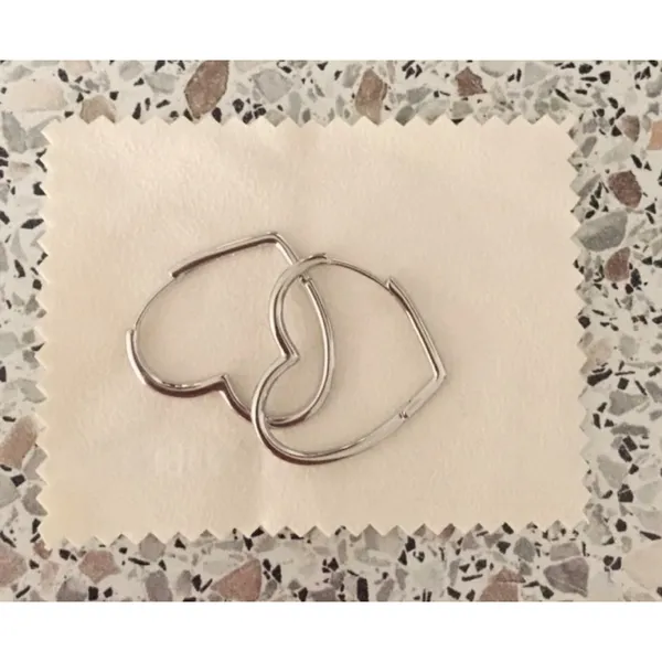 NEW Heart‎ Hoop Earrings, Rhodium Plated 925 Silver - Image 8