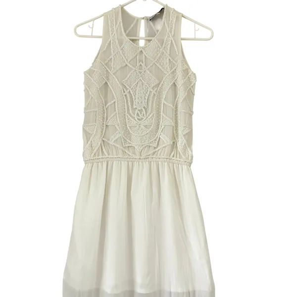 Karina Grimaldi‎ White Beaded Maxi Dress XS Neiman Marcus Art Deco Bridal Gown - Image 6