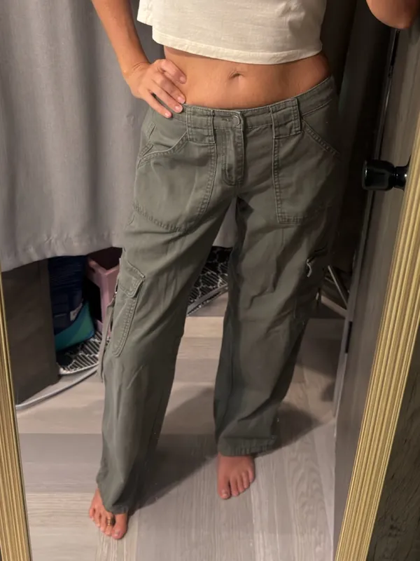 RSQ 100% Cotton Straight Leg Cargo Pants in Green Size 24 - Image 3
