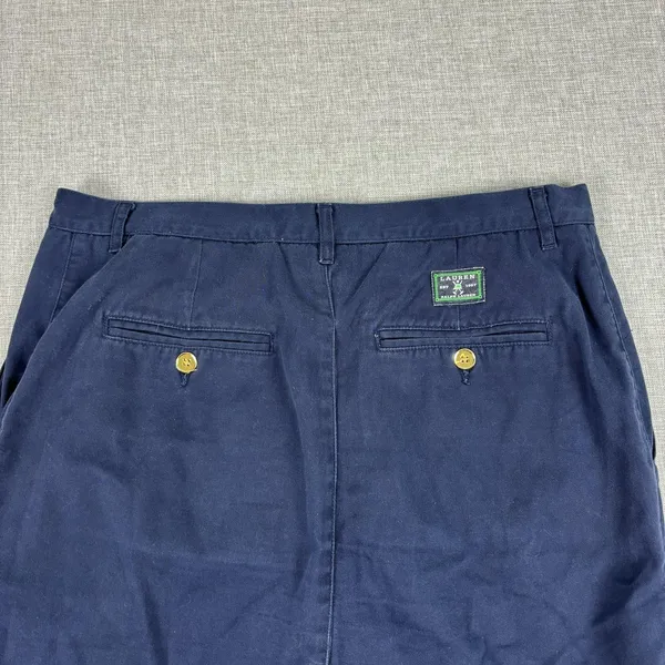 Lauren Ralph Lauren Skirt Womens 12 Blue Cotton Twill Knee Length Pockets‎ Zip - Image 6