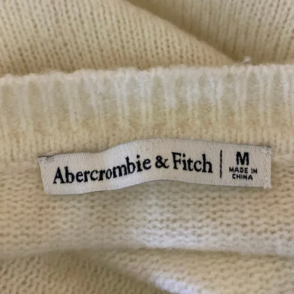 Abercrombie & Fitch Women's Cream White Wool Knit Long Sleeve Sweater Top Size M - Image 3
