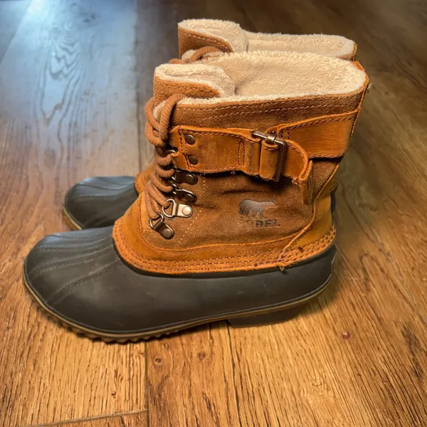 Sorel Fancy Lace II Womens size 7 Boots Brown Waterproof Leather Lace Up Duck - Image 6