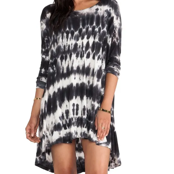 Mumu Yellow Tunic Newsie Tie Dye Size Small Black‎ Gray White New - Image 2