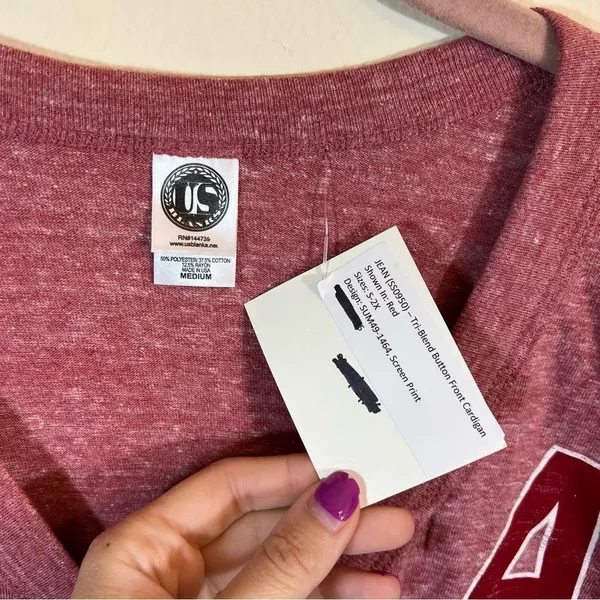 US Blanks Red Alabama A‎ Cardigan Medium NWT - Image 3